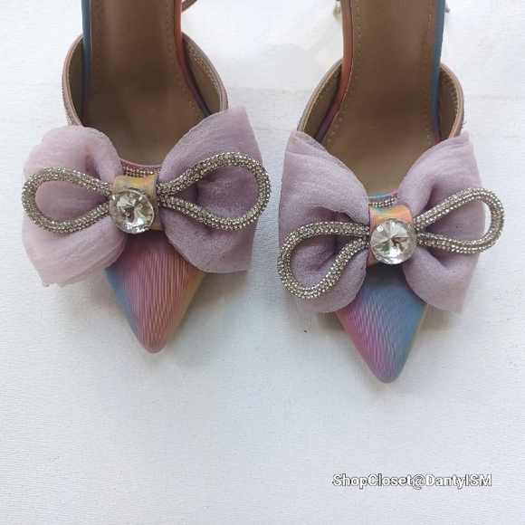 EGO Pastel Purple and Silver Heels With Decorative Bow - Picture 10 of 12